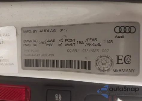 2018 Audi S4 3.0T Premium Plus из США, поврежденный, VIN WAUC4AF49JA003490